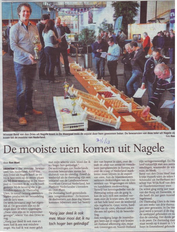 30 januari 2013; 2e prijs mooiste bewaarui 2013