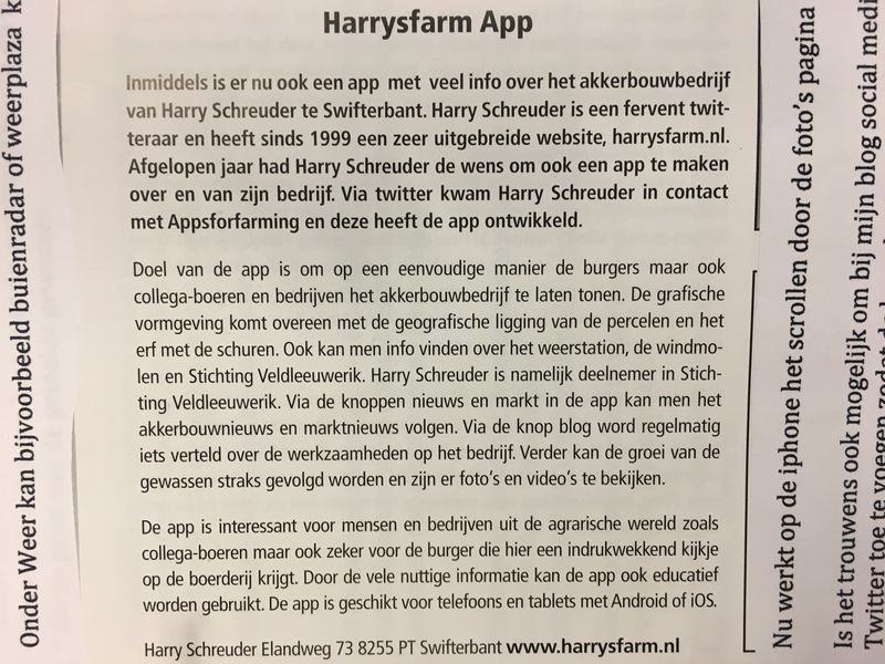 31 januari 2013; Nu ook een Harrysfarm app