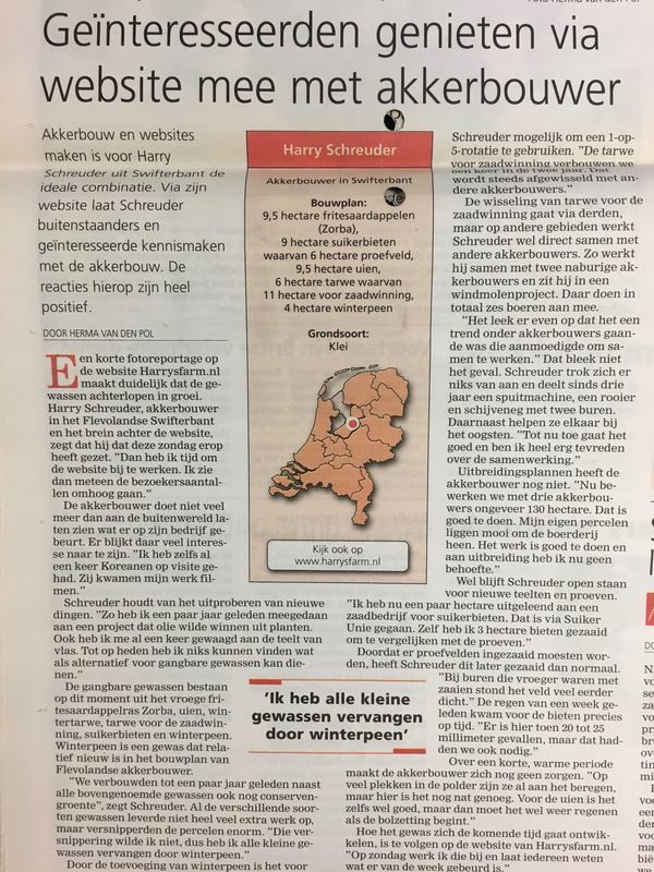 1 juli 2010; interview in Agrarisch dagblad