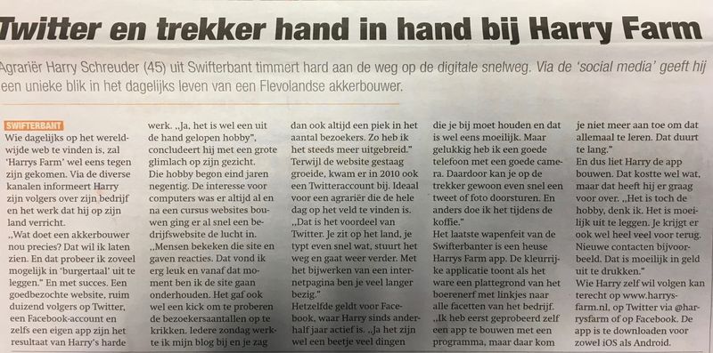 20 februari 2013; Interview krant van Flevoland