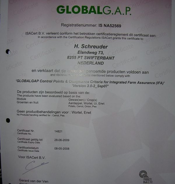 8 maart 2009; inspectie Global Gap, excursie Dutch Carrot Group