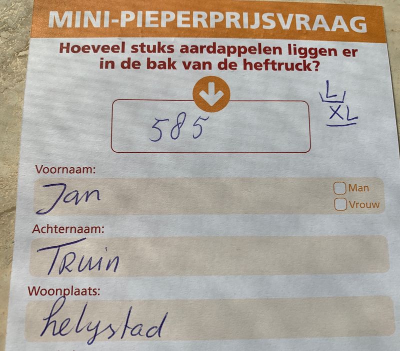 11 mei 2019; uitreiking mini pieperprijsvraag